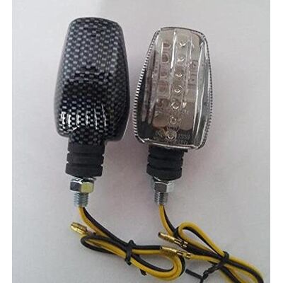 A-Pro Clear Lens LED Indicators Universal Pair Motorfiets Metal Body Motor Bike Carbon A-Pro Clear Lens LED Indicators Universal Pair Motorfiets Metal Body Motor Bike Carbon