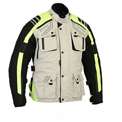 Bikers Gear Australia Hi Viz Safety Glowrider Motorfiets Waterdichte Jas Met Verwijderbare Thermische Liner Geventileerd En CE1621-1 Armour, Maat Klein Bikers Gear Australia Hi Viz Safety Glowrider Motorfiets Waterdichte Jas Met Verwijderbare Thermische Liner Geventileerd En CE1621-1 Armour, Maat Klein