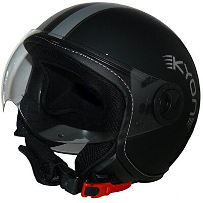 protectWEAR Jethelma - ECE 22.05 gecertificeerd helm - Matzwart met zilveren strepen protectWEAR Jethelma - ECE 22.05 gecertificeerd helm - Matzwart met zilveren strepen