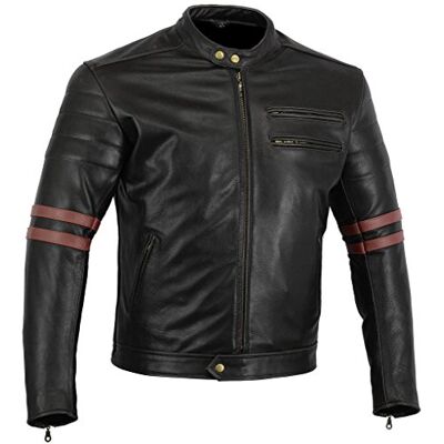 Bikers Gear Australia Bikers Gear, Leren motorjack "The Rocker", zwart, café racer-jas, CE-versterking, PU-versterkt, maat: M, CE1621-1 Bikers Gear Australia Bikers Gear, Leren motorjack "The Rocker", zwart, café racer-jas, CE-versterking, PU-versterkt, maat: M, CE1621-1