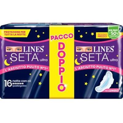 Seta Ultra Lines Nachtverband met vleugels, 16 stuks Seta Ultra Lines Nachtverband met vleugels, 16 stuks