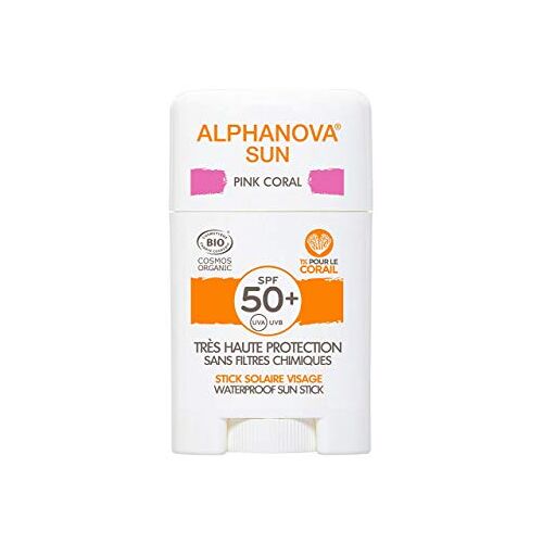 Alphanova Zonnebrandcrème 50 Zonnebrandcrème stick kleur watersport en kinderen biologisch veganistisch vriendelijke oceaan (roze perlado)