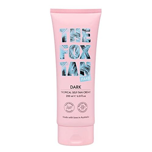 The Fox Tan Dark Tropical Self-Tan Cream Zelfbruiner voor het lichaam met 100% natuurlijke DHA, zelfbruinende crème zonder zelfbruinende geur, 200 ml.