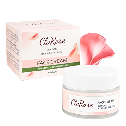 ClaRose Hyaluronzuur anti-aging gezichtscrème met 100% natuurlijke rozenolie; 50 ml