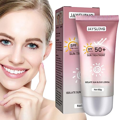 Jikiaci Zonnebrandcrème Gezicht Moisturizer SPF 50+ PA+++ Zonnebrand Crème UV Isolatie,Zonnebrandcrème UV-isolatie SPF 50+ Waterbestendig Zonnebrandcrème Reisformaat 60g Zonnebrandcrème Gezicht