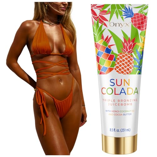 Onyx Suncolada Solarium Crème & Bruiningscrème Bronzen Lotion & Bruiningsversneller met Happy Skin Formula Zonnebankcrème voor snel bruinen Ananasgeur Voedende Body Lotion