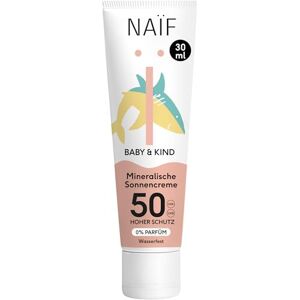 Naïf zonnebrandcrème op minerale basis voor baby's en kinderen- SPF 50-0% parfum- UVA- en UVB-bescherming- waterbestendig- dermatologisch getest- zonder microplastics- 30ML Naïf zonnebrandcrème op minerale basis voor baby's en kinderen- SPF 50-0% parfum- UVA- en UVB-bescherming- waterbestendig- dermatologisch getest- zonder microplastics- 30ML