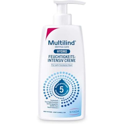 Multilind Derma:care Hyro Hydraterende intensieve crème klinisch geteste verzorging tegen droge huid, veganistisch, vrij van paraffines, siliconen en parabenen, 250 ml Multilind Derma:care Hyro Hydraterende intensieve crème klinisch geteste verzorging tegen droge huid, veganistisch, vrij van paraffines, siliconen en parabenen, 250 ml
