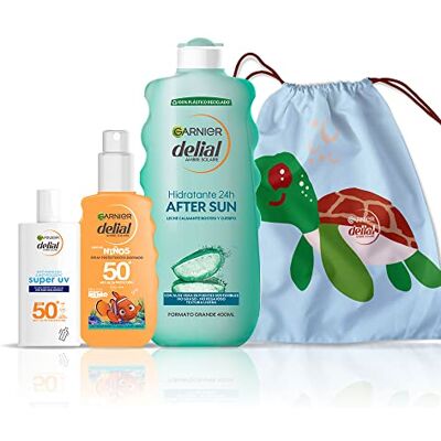 Garnier Zomerspray, voor kinderen en volwassenen, milieuvriendelijk, voor Nemo SPF 50 + zonnecrème met hyaluronzuur, 40 ml + aftersun met aloë vera voor hydratatie van de huid, 400 ml Garnier Zomerspray, voor kinderen en volwassenen, milieuvriendelijk, voor Nemo SPF 50 + zonnecrème met hyaluronzuur, 40 ml + aftersun met aloë vera voor hydratatie van de huid, 400 ml