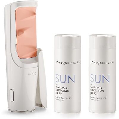 IONIQ Skincare Voordeelset met IONIQ One Sprayer + Sun SPF 30 + Sun SPF 50 patroon perfecte zonwering in minder dan 60 seconden Magnetische Skin Technology Veganistisch, UVA/UVB-bescherming IONIQ Skincare Voordeelset met IONIQ One Sprayer + Sun SPF 30 + Sun SPF 50 patroon perfecte zonwering in minder dan 60 seconden Magnetische Skin Technology Veganistisch, UVA/UVB-bescherming
