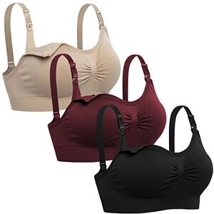 Lataly Naadloze voedingsbeha voor dames, slapende zwangerschapsbralette voor borstvoeding, verpakking van 3 stuks, L Lataly Naadloze voedingsbeha voor dames, slapende zwangerschapsbralette voor borstvoeding, verpakking van 3 stuks, L