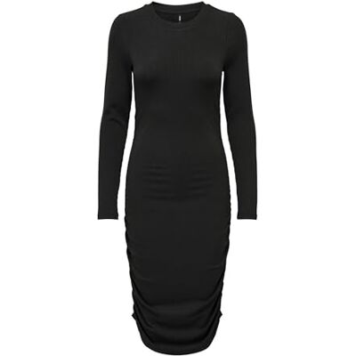ONLY Bestseller A/S Onlitsi L/S Ruching Dress JRS Jurk, zwart, L ONLY Bestseller A/S Onlitsi L/S Ruching Dress JRS Jurk, zwart, L