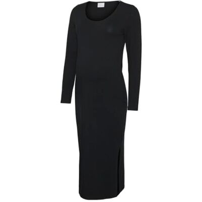 MAMALICIOUS MAMA.LICIOUS MLEVA LS JRS MIDI Dress NOOS, zwart, L MAMALICIOUS MAMA.LICIOUS MLEVA LS JRS MIDI Dress NOOS, zwart, L