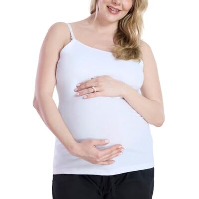 Motherhood Maternity Borstvoeding tanktop voor dames, met verstelbare bandjes en ingebouwde plankbeha voor borstvoeding, Wit, S Motherhood Maternity Borstvoeding tanktop voor dames, met verstelbare bandjes en ingebouwde plankbeha voor borstvoeding, Wit, S