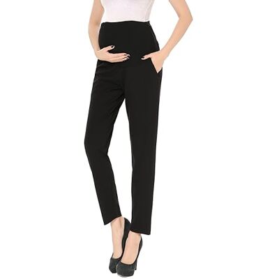 Alina Mae Maternity Zwangerschapsbroek, werk over de buik met zakken, zwangerschapsjurk voor dames, broek, kantoorkleding, broek, stretch, zomer, Zwart, 16-18 Alina Mae Maternity Zwangerschapsbroek, werk over de buik met zakken, zwangerschapsjurk voor dames, broek, kantoorkleding, broek, stretch, zomer, Zwart, 16-18