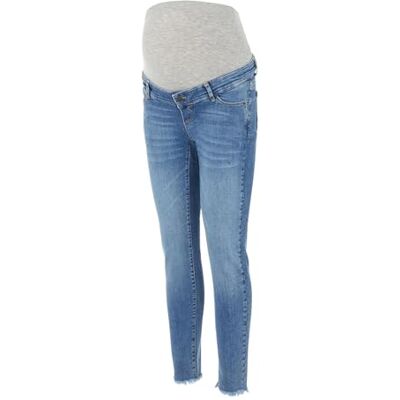 MAMALICIOUS bestseller a/s Dames MLMENDEZ Slim Frayed 7/8 A. Jeans, Light Blue Denim/Detail:Washed, 27/32 MAMALICIOUS bestseller a/s Dames MLMENDEZ Slim Frayed 7/8 A. Jeans, Light Blue Denim/Detail:Washed, 27/32