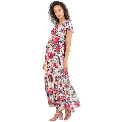 ATTESA maternity ATTESA Floral Printed Long Maternity & Nursing Dress ATTESA maternity ATTESA Floral Printed Long Maternity & Nursing Dress
