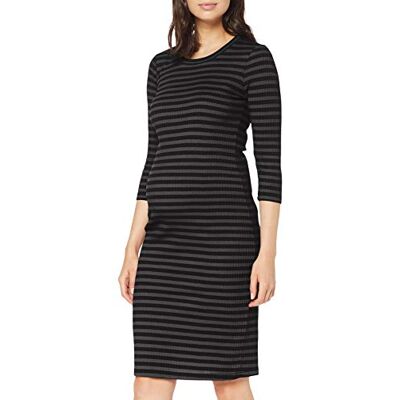 SUPERMOM Damesjurk Ls Stripe Jurk, Black P090, XXS SUPERMOM Damesjurk Ls Stripe Jurk, Black P090, XXS