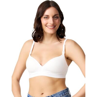 Nur Die Voedingsbeha met clipsluiting, gevoerd, naadloos, zonder beugel, katoen, strijkloos voor ondersteuning, comfortabele zwangerschapsbeha, wit, 85E Nur Die Voedingsbeha met clipsluiting, gevoerd, naadloos, zonder beugel, katoen, strijkloos voor ondersteuning, comfortabele zwangerschapsbeha, wit, 85E