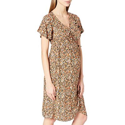 SUPERMOM Damesjurk Nurs Ss Flower Jurk, Coral Gold P730, 36 SUPERMOM Damesjurk Nurs Ss Flower Jurk, Coral Gold P730, 36