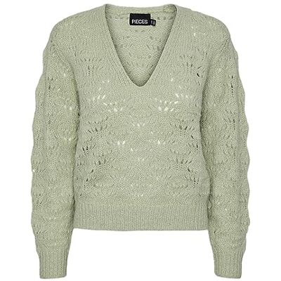 PIECES Bestseller A/S PCNANCY LS V-hals Knit PB BC, Swamp, L PIECES Bestseller A/S PCNANCY LS V-hals Knit PB BC, Swamp, L