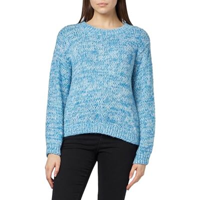 PIECES Bestseller A/S PCNOMANA LS O-Neck Knit BC, French Blue/Patroon: clouddancer+marineblauw, XL PIECES Bestseller A/S PCNOMANA LS O-Neck Knit BC, French Blue/Patroon: clouddancer+marineblauw, XL