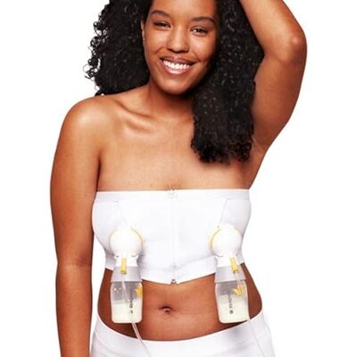 Medela Handenvrije pompbustier, gemakkelijk uitdrukkende pompbeha met adaptieve stretch voor een ideale pasvorm Medela Handenvrije pompbustier, gemakkelijk uitdrukkende pompbeha met adaptieve stretch voor een ideale pasvorm