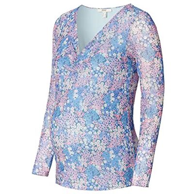 ESPRIT Maternity Gebloemde longsleeve, Lichtblauw 443, S ESPRIT Maternity Gebloemde longsleeve, Lichtblauw 443, S