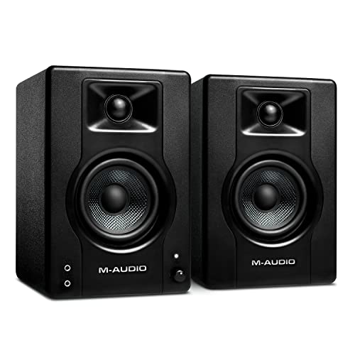 M-Audio BX3-120 watt aangedreven desktop computer luidsprekers/studiomonitors voor gamen, muziekproductie, live streamen en podcasten (paar)