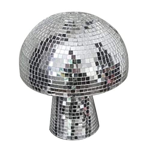 Gusengo Discobal in paddenstoelvorm, discoballen, zilverkleurig, discobol, retro paddenstoel, creatief, discobal, zilverkleurig, voor decoratie voor thuis