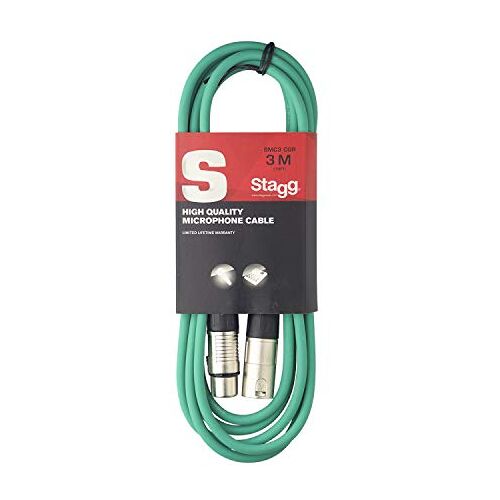 Stagg SMC3 CGR 3 m XLR naar XLR microfoonkabel groen