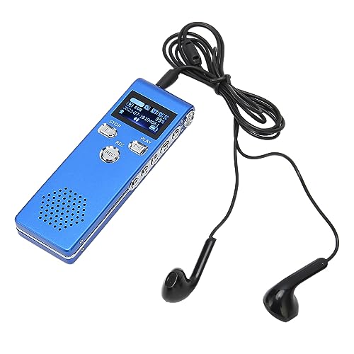 Elprico Digitale Spraakrecorder, 192 Kbps Stereo Ruisonderdrukking Spraakrecorder met Dubbele Microfoon, 300 MAh Dictafoon Geluidsbandrecorder, voor Lezing-interview (16g)