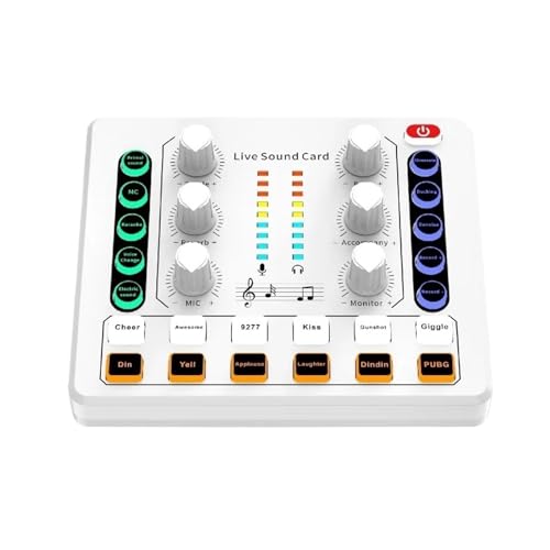 banps Audio-interface, USB-audio-interface Gaming Audio Mixer Streaming 4-kanaals mixer met microfooninterface for gamestem (Color : WHITE)