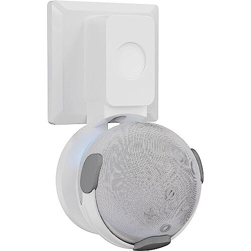 ZahoTse Voor Amazon Echo dot 4 / Echo Dot 5 houder wandhouder Echo dot 5 standaard Echo dot 4 houder accessoires, luidspreker accessoires rek (Amazon Echo dot 4 / Echo dot 5, wit) M6