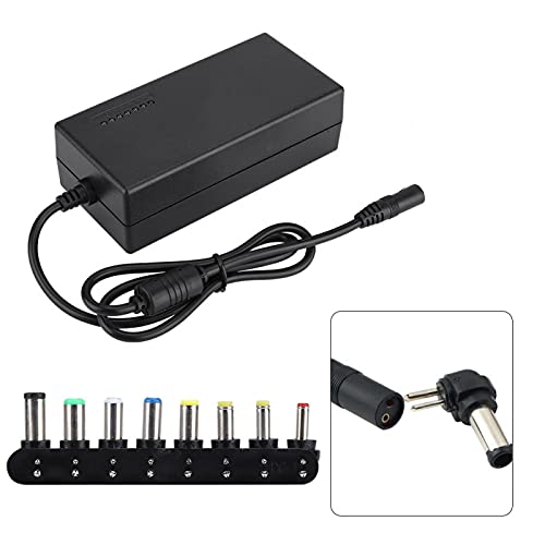 ASHATA Universele voeding, universele AC DC voeding, stekkervoeding, 12V-24V voeding met 8 adapterstekkers, multifunctionele notebook Power 8 verschillende adapters voor reizen, zwart