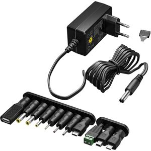goobay Universele voeding 5,5 x 2,1 mm DC met 3 V 12 V, max. 3,6 W / 1,2 A en 6 andere adapters goobay Universele voeding 5,5 x 2,1 mm DC met 3 V 12 V, max. 3,6 W / 1,2 A en 6 andere adapters