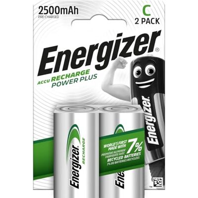 Energizer Recharge Power Plus Herlaadbare C Batterijen (2 Stuks) 2500 mAh NiMH Batterij Voor zaklampen en speelgoed 100% Recyclebare Plasticvrije Verpakking Energizer Recharge Power Plus Herlaadbare C Batterijen (2 Stuks) 2500 mAh NiMH Batterij Voor zaklampen en speelgoed 100% Recyclebare Plasticvrije Verpakking