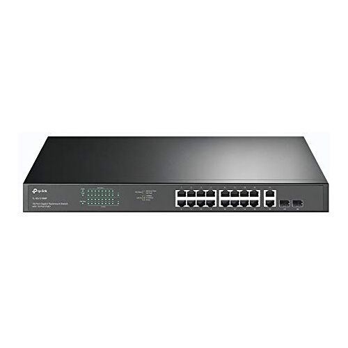 TP-Link TL-SG1218MP 16-poorts Gigabit PoE LAN-switch (250 Watt, 16* PoE+ poorten, 2*SFP-poorten, rackmount, IEEE-802.3af/at, plug-and-play) zwart