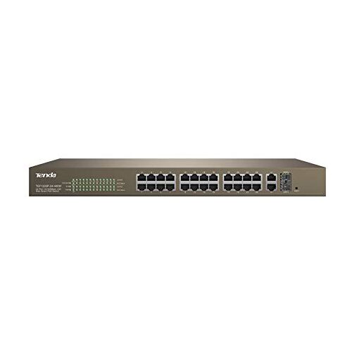 Tenda TEF1226P-24-440W PoE-switch (24x poorten 10/100 MBit/s + 2 gigabit poorten TP/SFP, 40 W pro poort, tot 370m PoE)