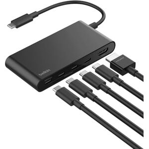 Belkin USB Hub, 5-Poorts USB C Hub, 4K HDMI @ 60Hz, 100W Power Delivery, 10Gbps Gegevensoverdracht, Meerpoorts USB C Adaptor Compatibel met o.a. MacBook, iPad Pro, Chromebook Belkin USB Hub, 5-Poorts USB C Hub, 4K HDMI @ 60Hz, 100W Power Delivery, 10Gbps Gegevensoverdracht, Meerpoorts USB C Adaptor Compatibel met o.a. MacBook, iPad Pro, Chromebook