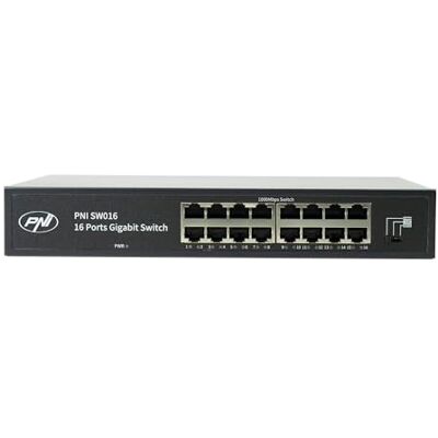 PNI Switch SW016, 16 x 10/100/1000 Mbps, Gigabit, metalen behuizing PNI Switch SW016, 16 x 10/100/1000 Mbps, Gigabit, metalen behuizing