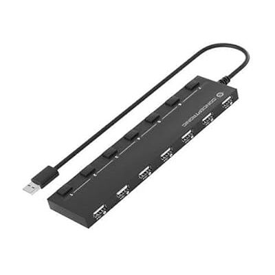 Watio Wave 7-poorts USB 2.0 hub in zwart, ideaal voor uitbreiding van de connectiviteit, compatibel met standaard USB-apparaten. Watio Wave 7-poorts USB 2.0 hub in zwart, ideaal voor uitbreiding van de connectiviteit, compatibel met standaard USB-apparaten.