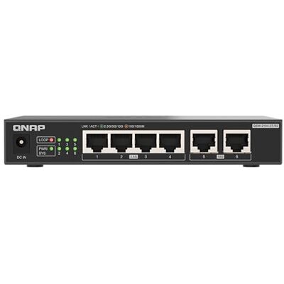QNAP Switch QSW-2104-2T-R2 2X 10GbE, 4X 2.5GbE, Plug & Play Unmanaged, Fanless QNAP Switch QSW-2104-2T-R2 2X 10GbE, 4X 2.5GbE, Plug & Play Unmanaged, Fanless