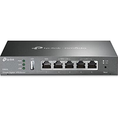 TP-Link ER605 Omada Gigabit VPN Router, tot 3 WAN-poorten, USB 4G-modem ondersteuning, Load Balancing, IPSec/PPTP/L2TP/SSL VPN, ideaal voor zakelijk en thuisnetwerk TP-Link ER605 Omada Gigabit VPN Router, tot 3 WAN-poorten, USB 4G-modem ondersteuning, Load Balancing, IPSec/PPTP/L2TP/SSL VPN, ideaal voor zakelijk en thuisnetwerk