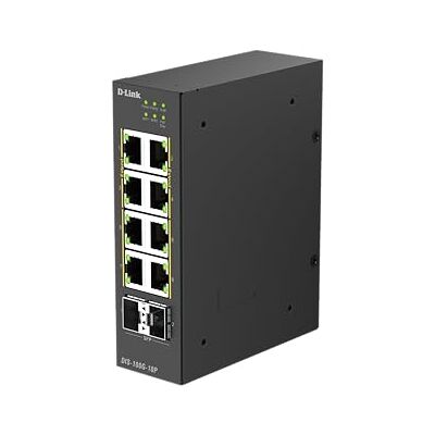 D-Link DIS-100G-10P 10-poorts Gigabit industriële onbeheerde PoE-schakelaar, 8 PoE-poorten, 240W PoE-budget, 2 SFP-Uplinks, IP30 metalen behuizing, -40-75 °C, DIN-railmontage, ventilatorloos, dubbele D-Link DIS-100G-10P 10-poorts Gigabit industriële onbeheerde PoE-schakelaar, 8 PoE-poorten, 240W PoE-budget, 2 SFP-Uplinks, IP30 metalen behuizing, -40-75 °C, DIN-railmontage, ventilatorloos, dubbele