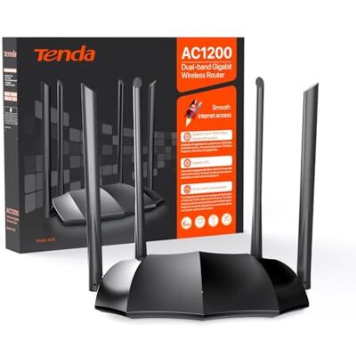 Tenda AC8 dual-band gigabit WLAN-router (AC1200, 867 Mbit/s 5GHz + 300 Mbit/s 2,4 GHz, 4x gigabit LAN-poorten, beamforming, app-besturing, MU-MIMO, 6dBi antennes, IPV6) zwart Tenda AC8 dual-band gigabit WLAN-router (AC1200, 867 Mbit/s 5GHz + 300 Mbit/s 2,4 GHz, 4x gigabit LAN-poorten, beamforming, app-besturing, MU-MIMO, 6dBi antennes, IPV6) zwart
