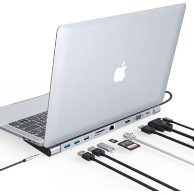 Tymyp USB C-hub, 10 in 1 dockingstation, 4K @30Hz USB C HDMI, VGA, 3 USB 3.0 ondersteunt 5 Gbps, SD/TF-lezer, RJ45 Ethernet, Mic/Audio, Type C Laptop-oplaadhouder, 100 W Tymyp USB C-hub, 10 in 1 dockingstation, 4K @30Hz USB C HDMI, VGA, 3 USB 3.0 ondersteunt 5 Gbps, SD/TF-lezer, RJ45 Ethernet, Mic/Audio, Type C Laptop-oplaadhouder, 100 W