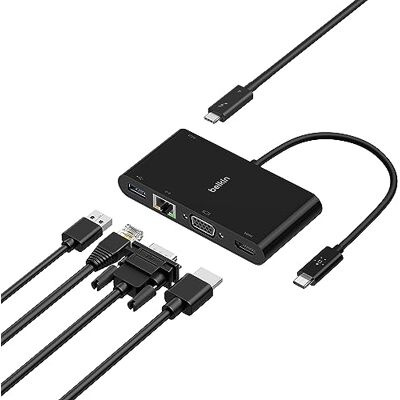 Belkin USB-C-multimedia-adapter (USB-C-hub met VGA, 4K HDMI, USB 3.0, ethernet-poorten) met 100 W vermogen voor apparaten zoals MacBook Pro, iPad Pro, Surface Pro en Chromebook Belkin USB-C-multimedia-adapter (USB-C-hub met VGA, 4K HDMI, USB 3.0, ethernet-poorten) met 100 W vermogen voor apparaten zoals MacBook Pro, iPad Pro, Surface Pro en Chromebook