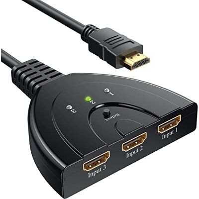 Vilcome HDMI Switch 4K, 3 Port HDMI Switcher 3x1 HDMI Splitter Hub 3 in 1 Out with Pigtail Cable Supports 4K 3D HD 1080P for Xbox PS4 Roku HDTV Vilcome HDMI Switch 4K, 3 Port HDMI Switcher 3x1 HDMI Splitter Hub 3 in 1 Out with Pigtail Cable Supports 4K 3D HD 1080P for Xbox PS4 Roku HDTV
