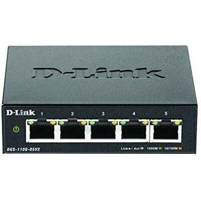 D-Link DGS-1100 Series 5-Port Gigabit Smart Managed Switch met VLAN support, layer 2 features, QoS, 802.3az EEE, Fanless D-Link DGS-1100 Series 5-Port Gigabit Smart Managed Switch met VLAN support, layer 2 features, QoS, 802.3az EEE, Fanless